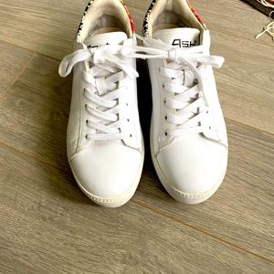 ASH Platform Leather Sneakers White & Floral design 38 7.5/8